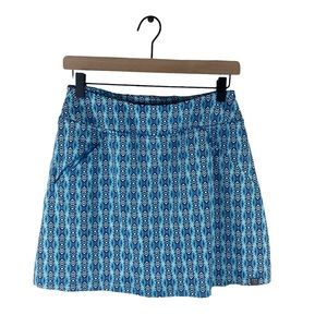 Title Nine Size Diamalete Printed Skort Skirt Blue Zip Pockets